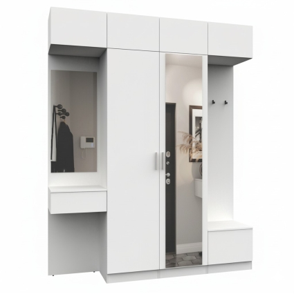 Набор мебели для прихожей "Марсель-208" МР 01-208 В2490 Ш2000 Г420 (ЛДСП Белый премиум)